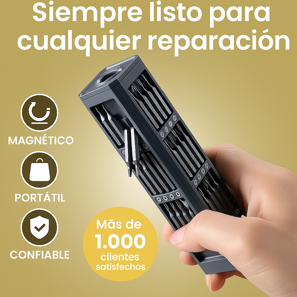 Kit Profesional 45 en 1 – Destornillador Manual (No inalámbrico) Magnético de Precisión: Calidad Pro para Tus Reparaciones