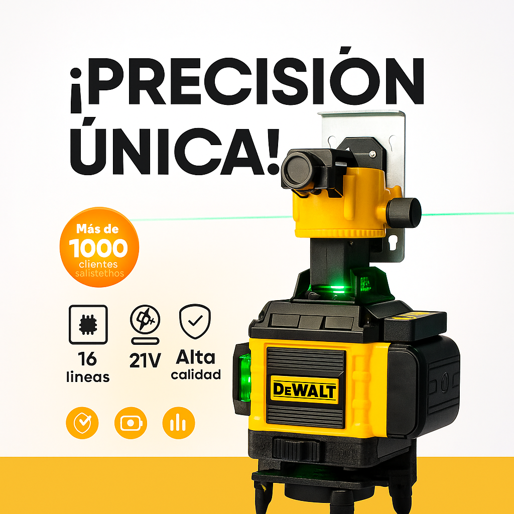 Nivel Láser 4D DeWalt 16 Línea - Precisión, Potencia y Resultados Profesionales🎁Gratis: Lentes Verdes de Seguridad + 1 Batería (Llevas 2 Baterías en Total)