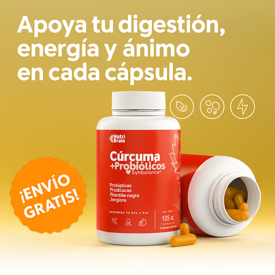 NutriBrain Cúrcuma + Probióticos: bienestar natural en cada cápsula🎁Envío Gratis