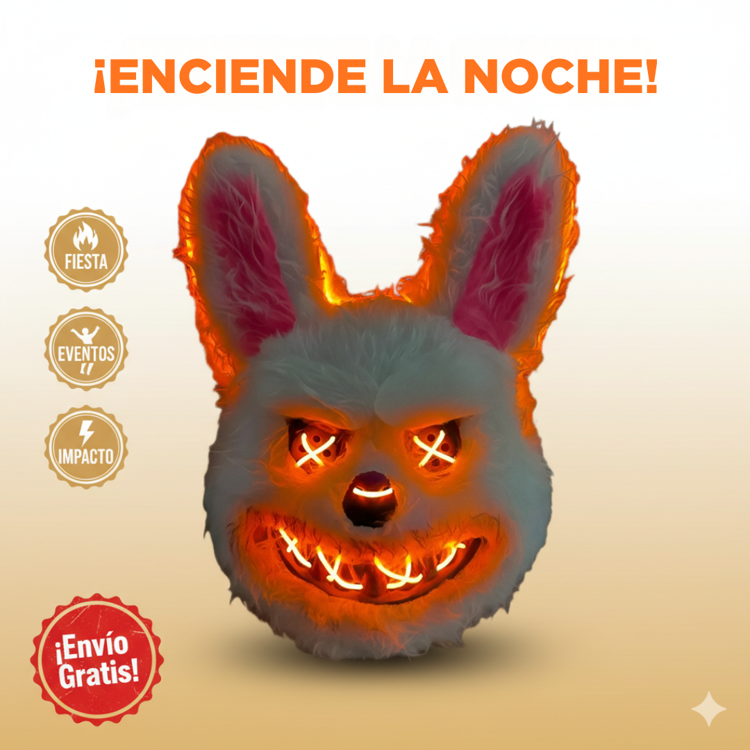 Máscara Conejo Neón: La Noche Nunca Volverá a Ser la Misma 🎃