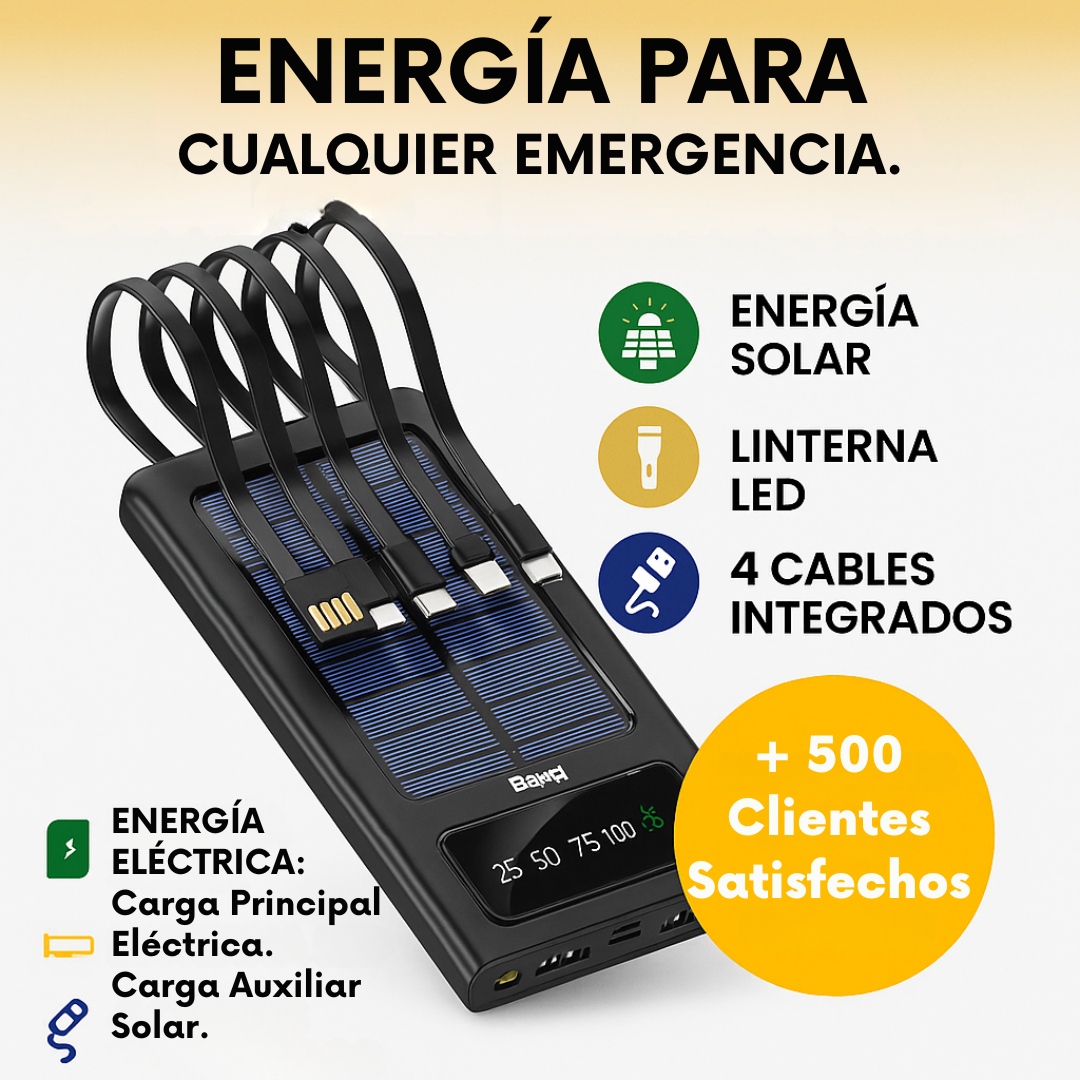 Cárgalo Todo, Donde Sea y Cuando Quieras: Power Bank Solar de 20000 mAh🎁50% Dcto