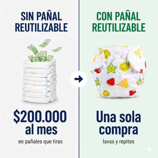 Pañal Ecológico Reutilizable-ahorra más-Talla única de 4 a 15 kg — Dura años. 🎁Pack x4 por solo $149.900