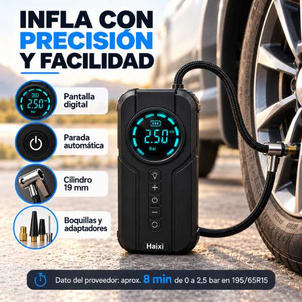 Iniciador 12V + Compresor + Linterna Led + Power Bank 🎁 4 en 1