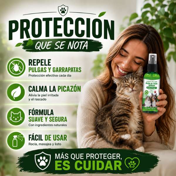 Flea & Tick Spray Natural — Protege a tu mascota de pulgas y garrapatas al instante | Envío Gratis