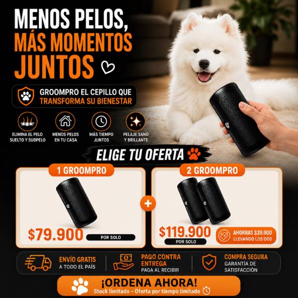 GroomPro — Elimina el pelo suelto desde la raíz, sin tirones ni dolor. Si no te gusta, te devolvemos el dinero.