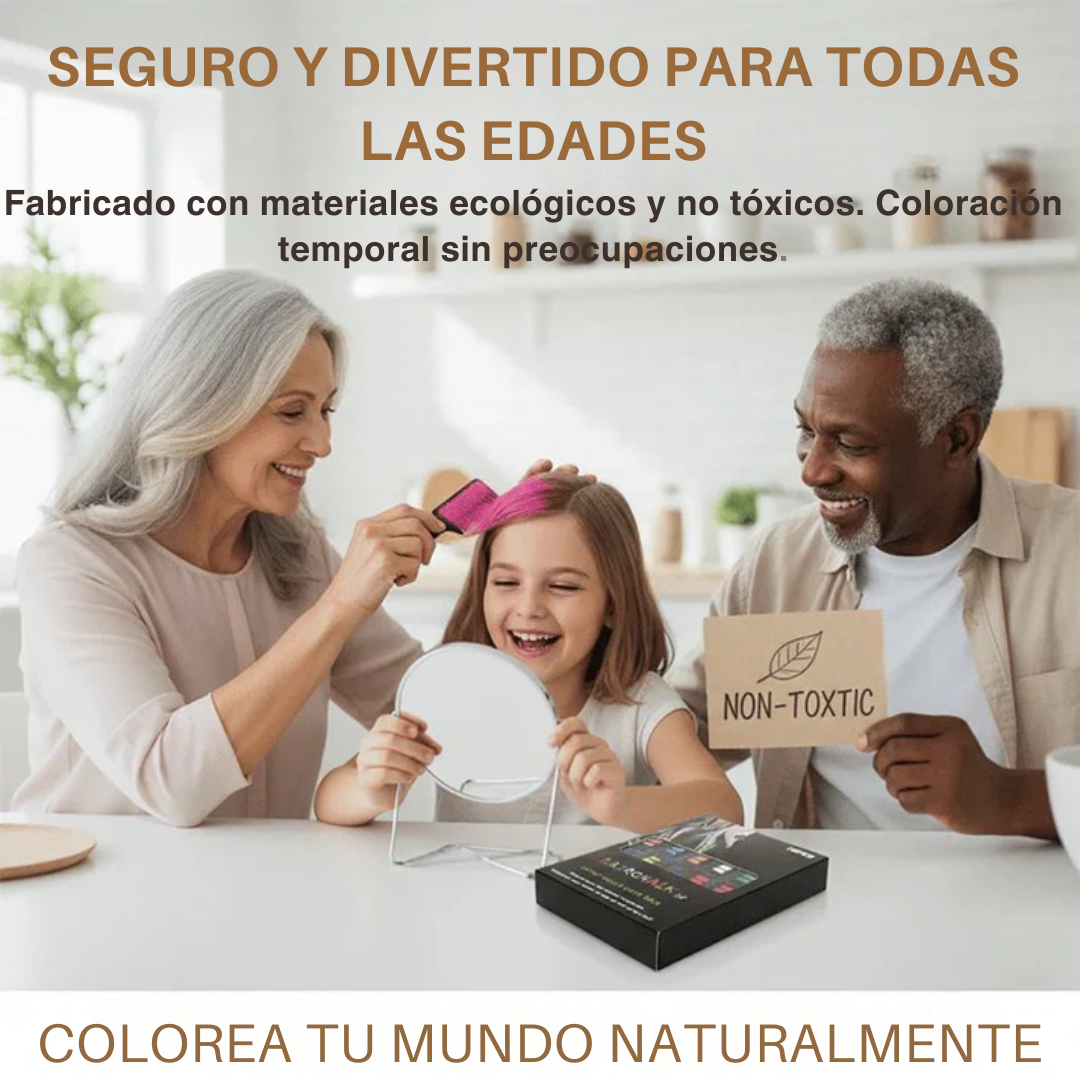 CEPILLO FLASH COLOR: Preventa navideña - 40% de descuento🎁Cepillo + Caja 10 Colores de Tiza colorante temporal para el cabello + Envío Gratis