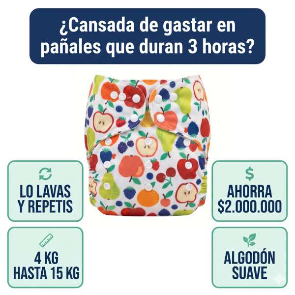 Pañal Ecológico Reutilizable-ahorra más-Talla única de 4 a 15 kg — Dura años. 🎁Pack x4 por solo $149.900