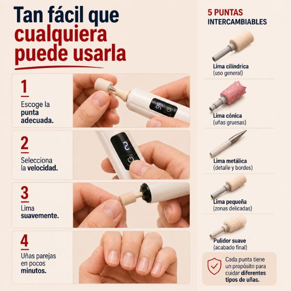 Kit de Uñas 5 en 1 — Para tus papás y tus abuelos · No corta, lima. 🎁OFF 33%