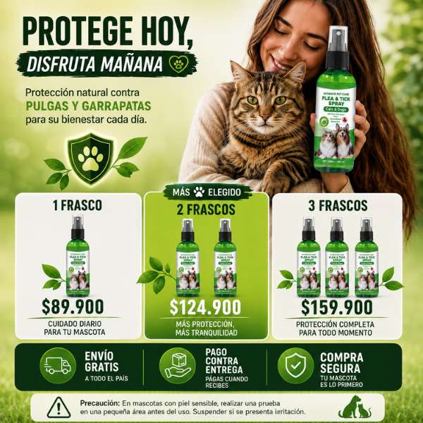 Flea & Tick Spray Natural — Protege a tu mascota de pulgas y garrapatas al instante | Envío Gratis