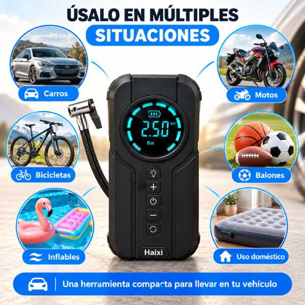 Iniciador 12V + Compresor + Linterna Led + Power Bank 🎁 4 en 1