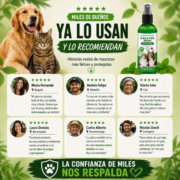 Flea & Tick Spray Natural — Protege a tu mascota de pulgas y garrapatas al instante | Envío Gratis
