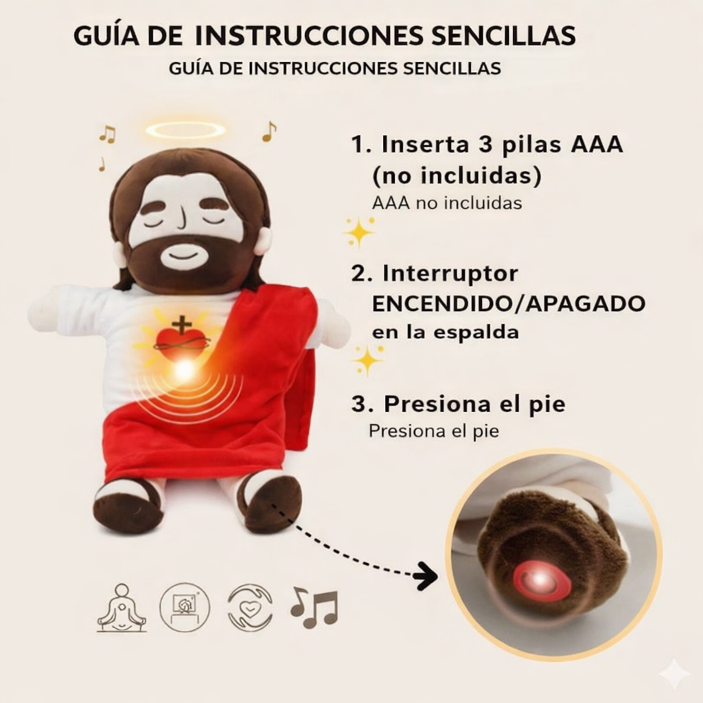 Peluche de Jesús con Respiración Suave que Transmite Paz y Tranquilidad🎁Paga en Casa-Lleva 2 por $194.900