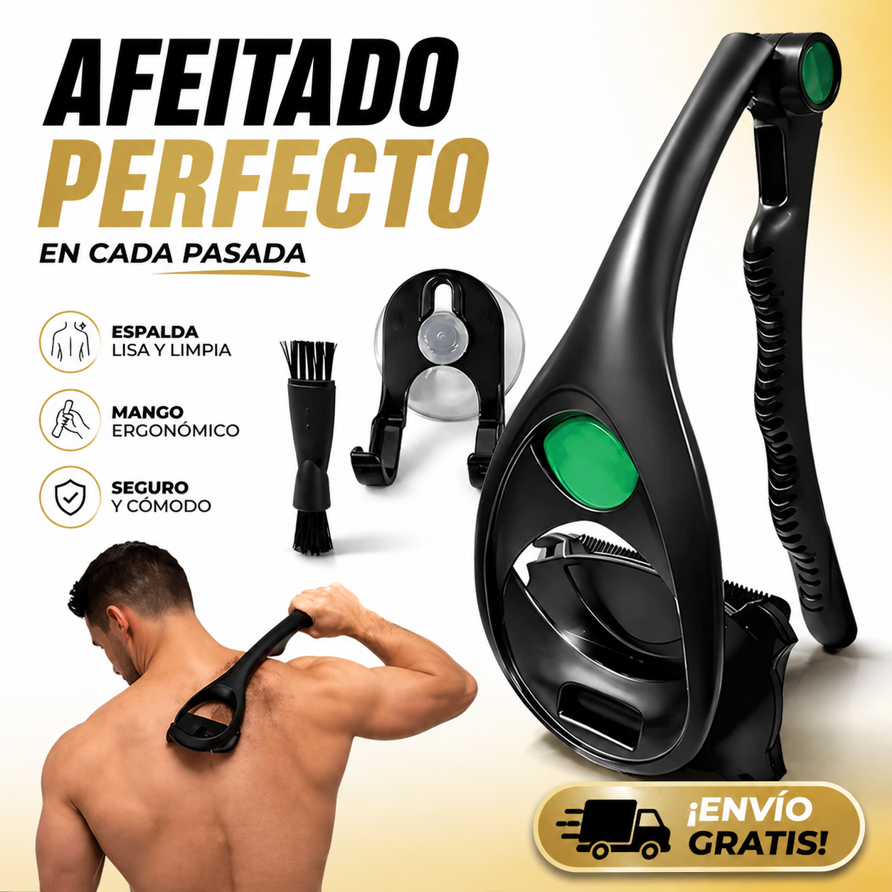 TitanShave Back Pro: Set de Afeitado de Espalda con 4 Repuestos
