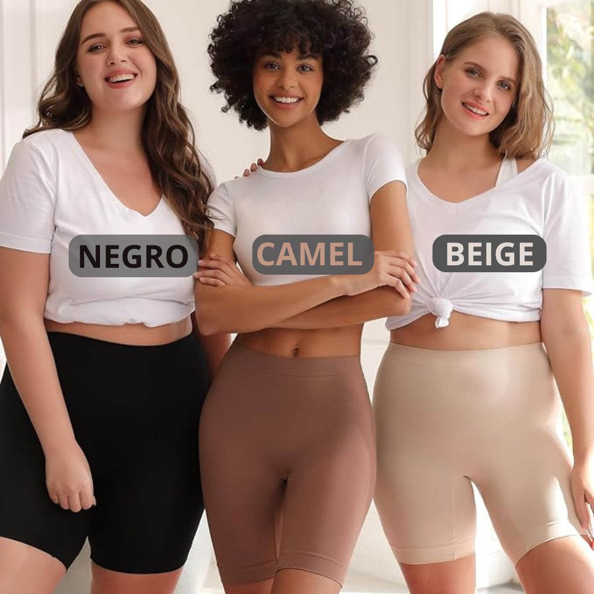 Shorts Seda Ice™ | Efecto ZeroRoce-Calidad Premium-Pack x 3 Unid. (Beige-Negro-Camel)