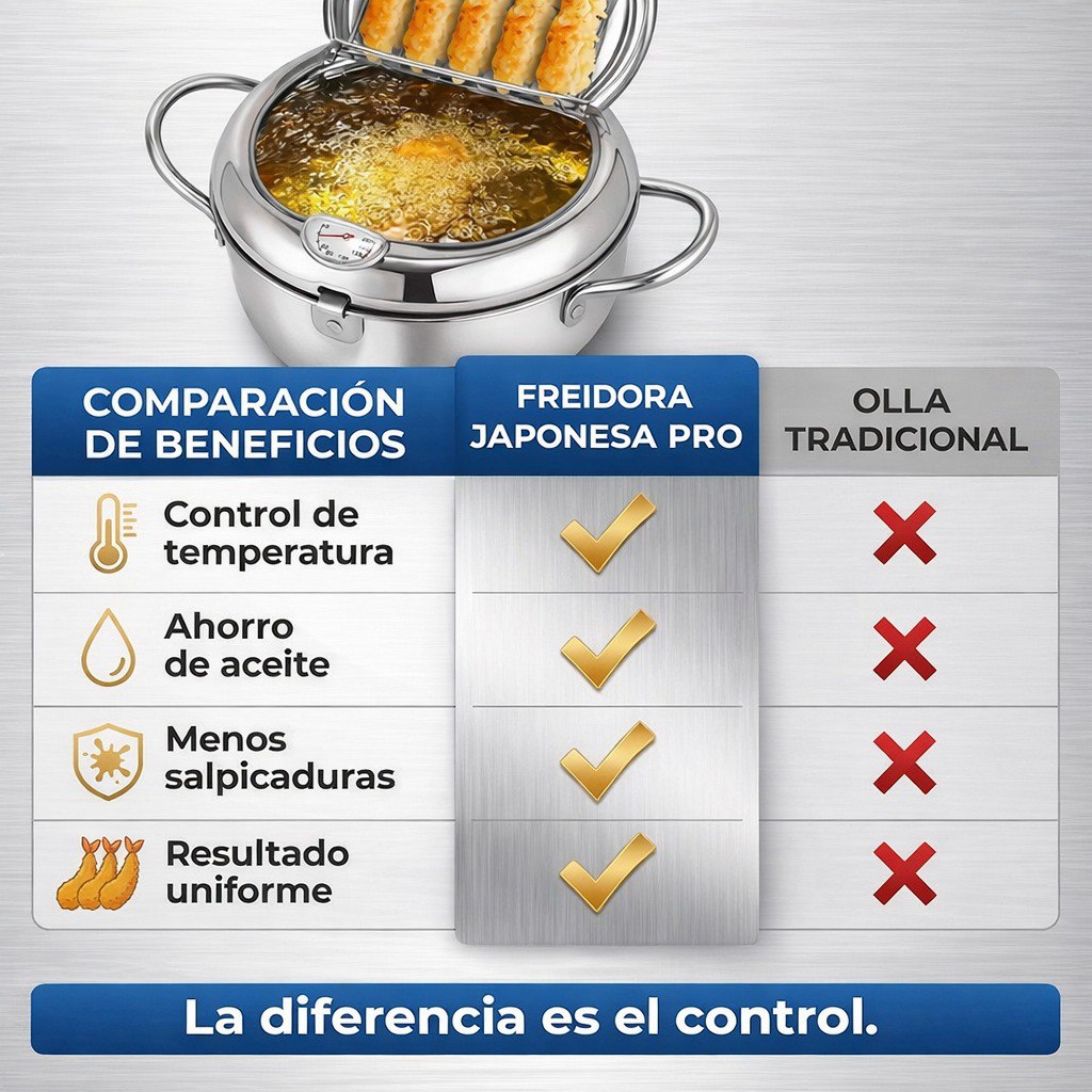 Olla Freidora con Termómetro (Acero Inoxidable)🎁Envío Gratis