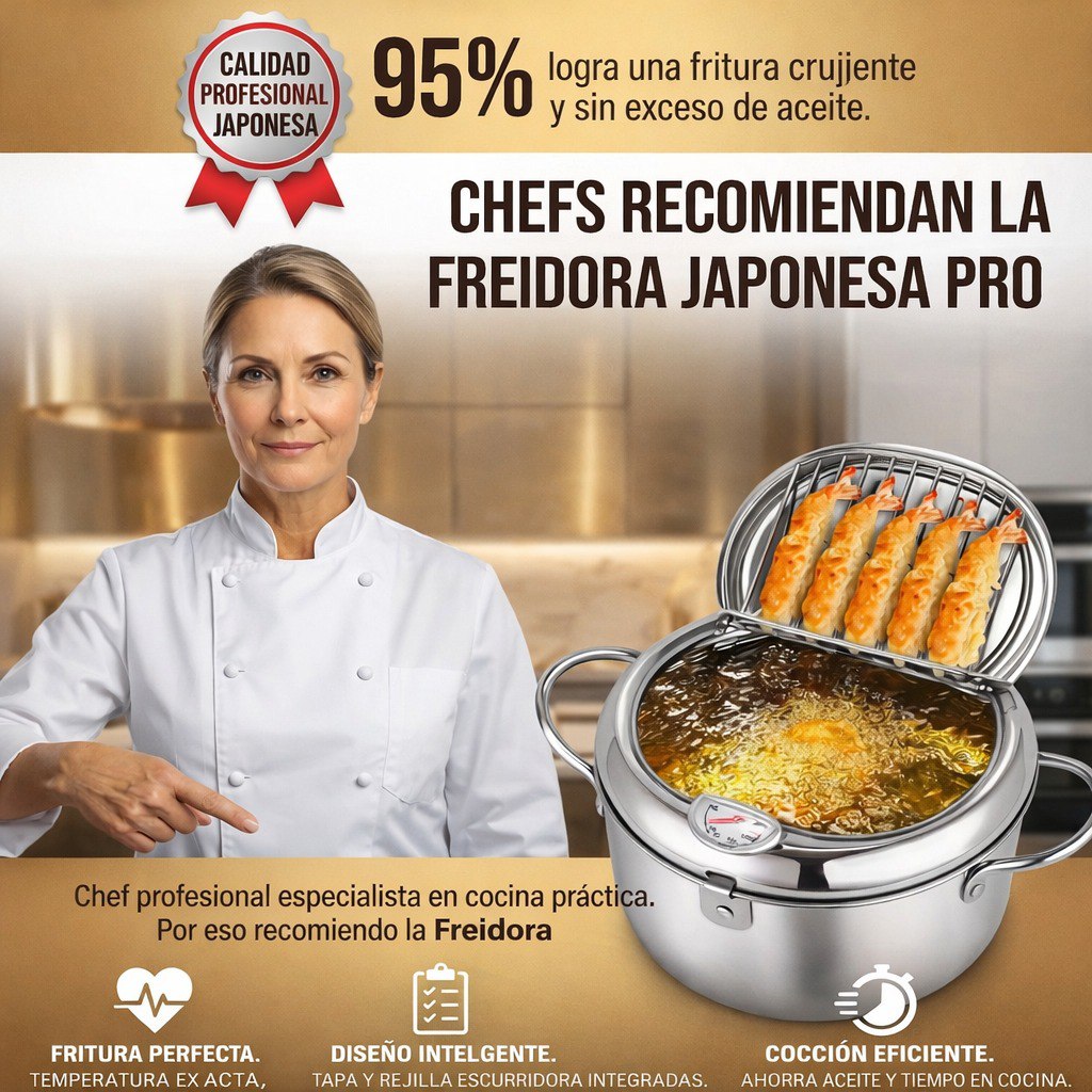 Olla Freidora con Termómetro (Acero Inoxidable)🎁Envío Gratis
