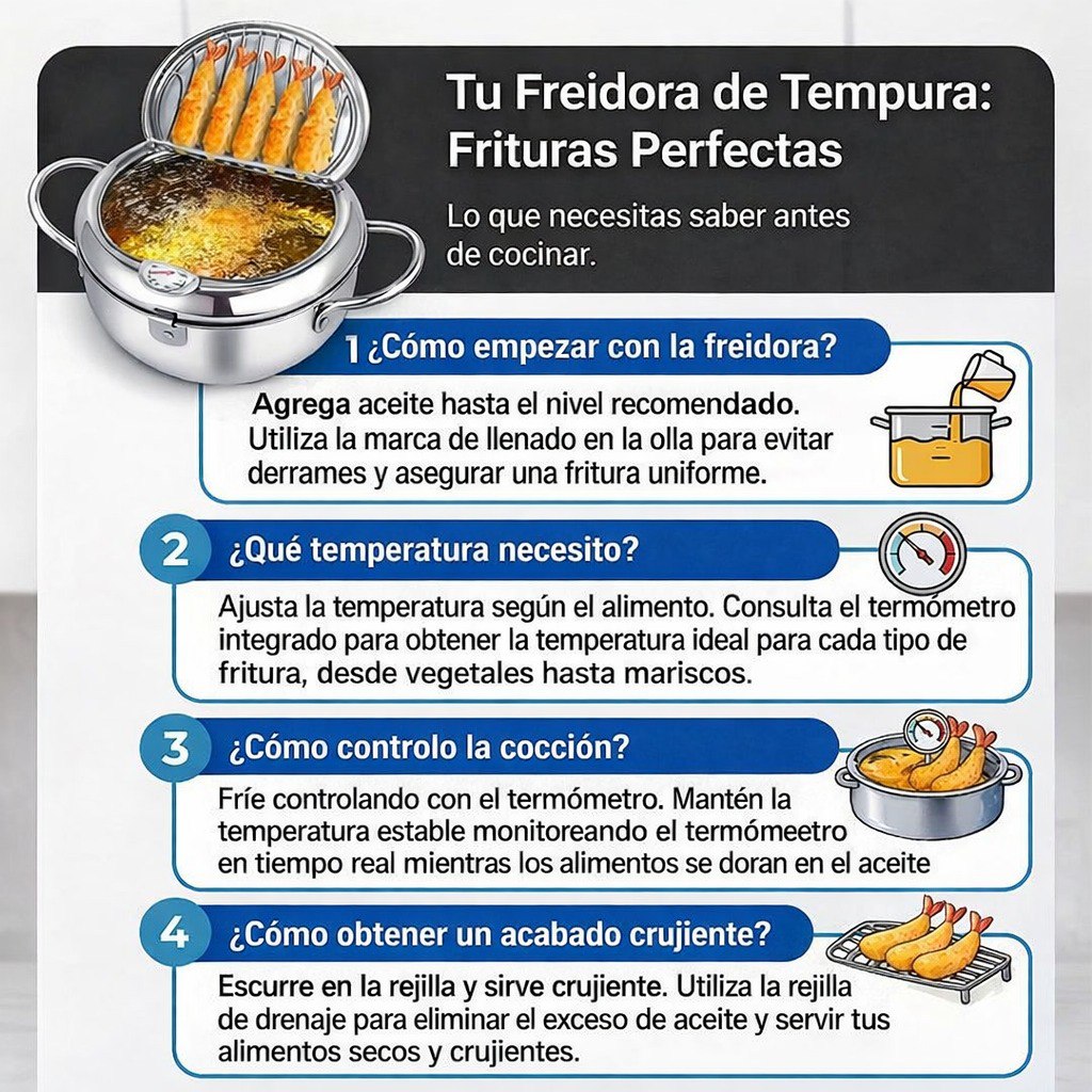 Olla Freidora con Termómetro (Acero Inoxidable)🎁Envío Gratis