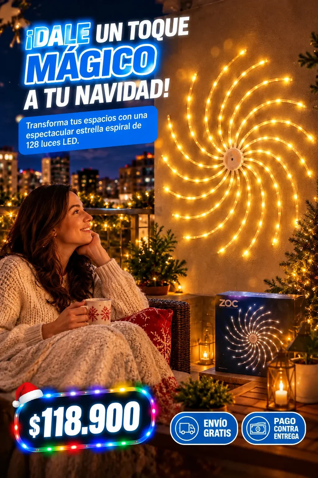 Estrella Espiral Navideña Luz Led – COL 1